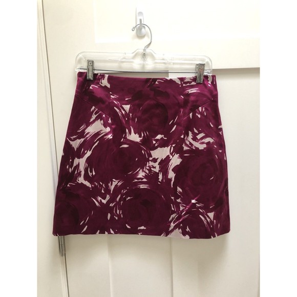 THEORY "Pinwheel" Fuchsia Purple Silk Blend  Print Mini Skirt Pockets Sz 4 - Picture 6 of 9